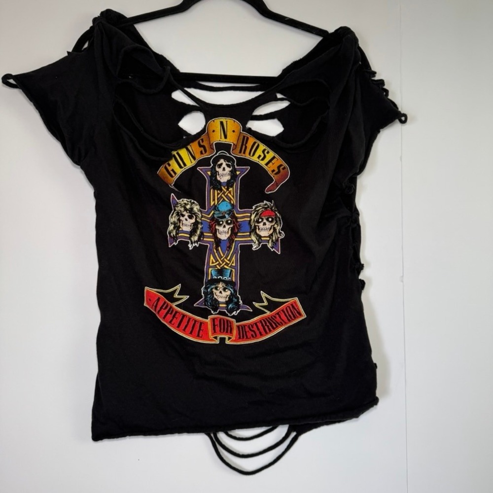 UPCYCLED Guns N Roses Appetite For Destruction Custom Distressed Graphic Tee S